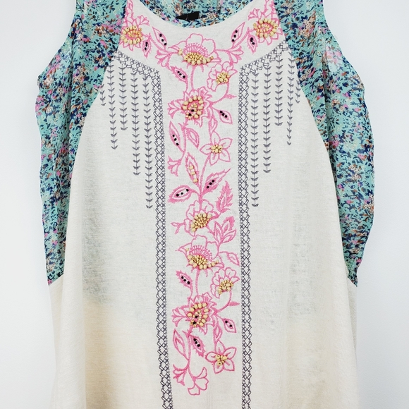 Miss Me Floral Rayon Beaded Embroidered Tank - Picture 4 of 9